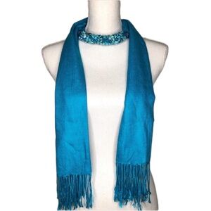 Pashmina Scarf with Turquoise Stones & Gems